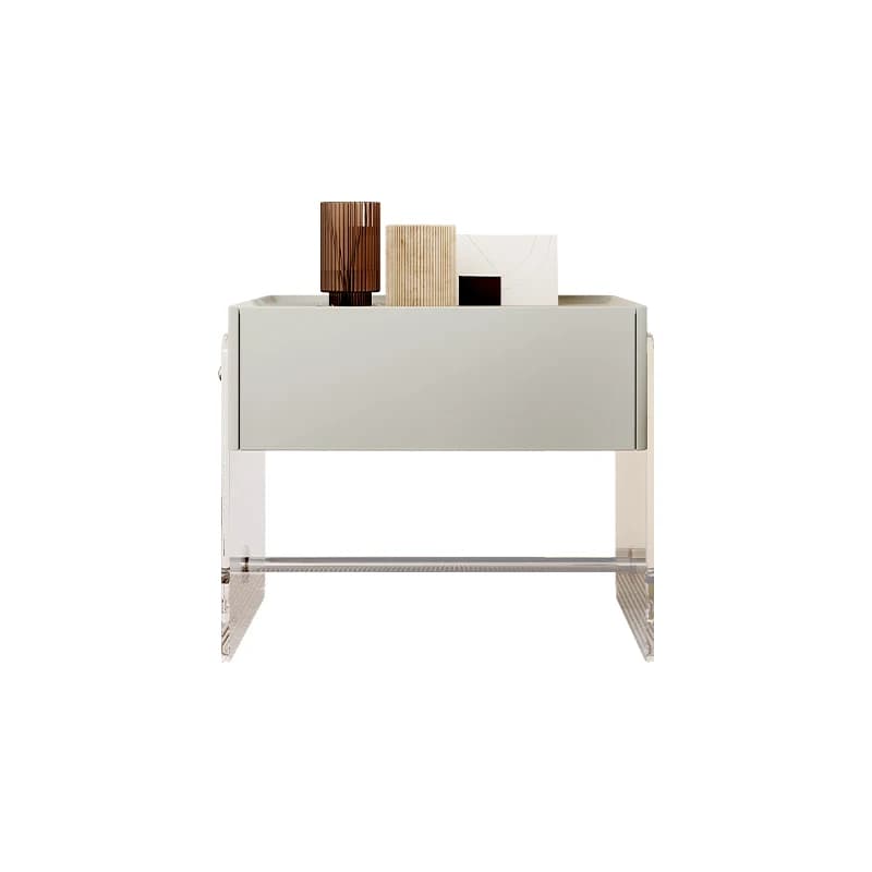 #Modern Minimalist Acrylic Floating Nightstand Smart Wireless Charging Grey Spray Paint Single Drawer Metal Towel Bar Bedroom