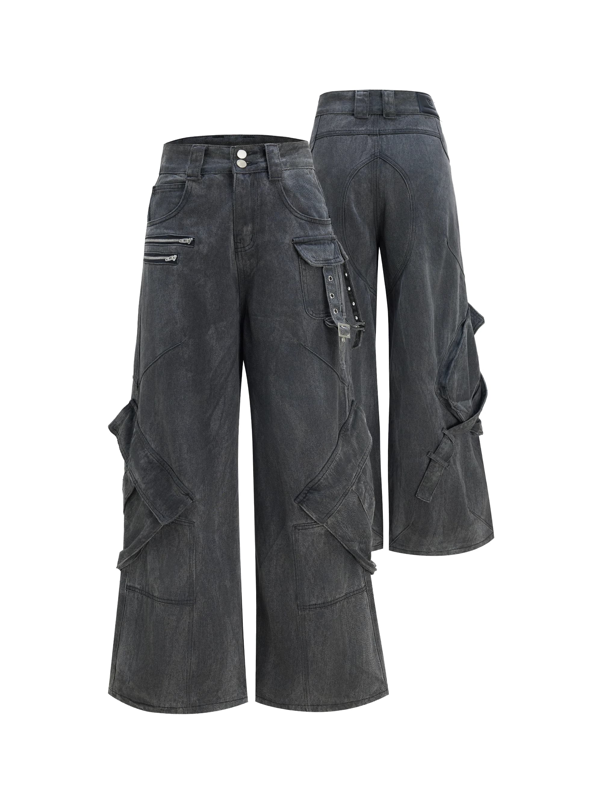 ArguE CulturE Vintage Heavy Duty Workwear Jeans Large Pockets Loose Fit Cotton Denim Retro Style Zipper Closure Straight Leg