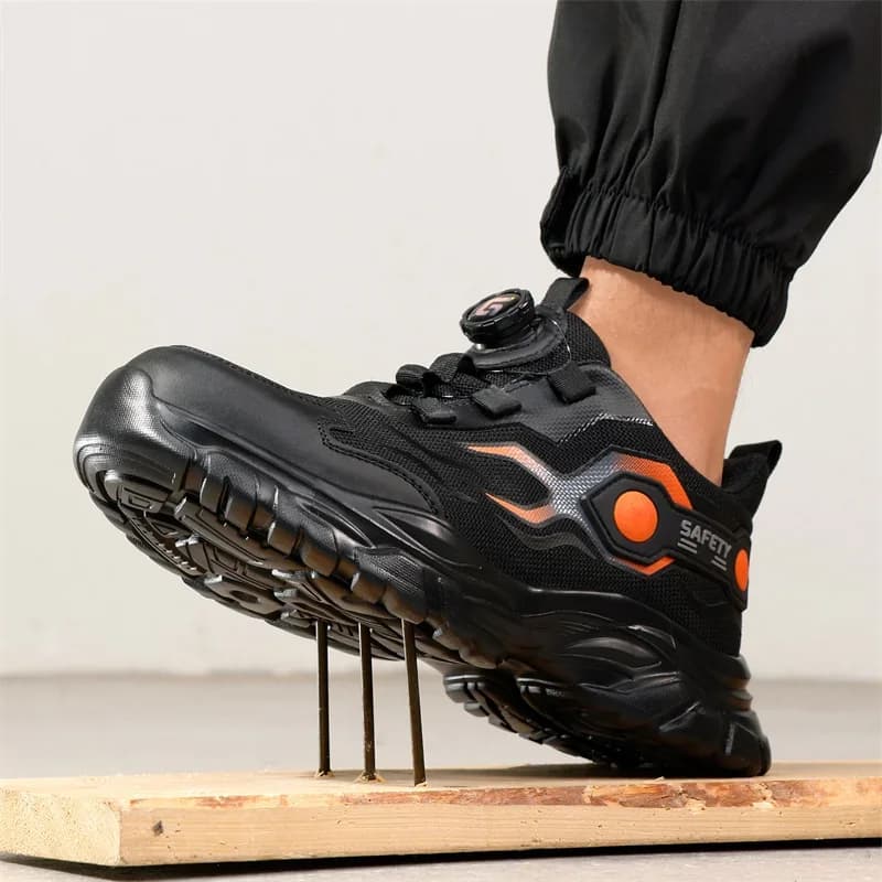 Scarpe da Lavoro con Punta in Acciaio per Uomo, Scarpe Antinfortunistiche alla Moda, Sneakers Protettive Leggere con Chiusura Rotante Antiurto, Stivali di Sicurezza da Lavoro