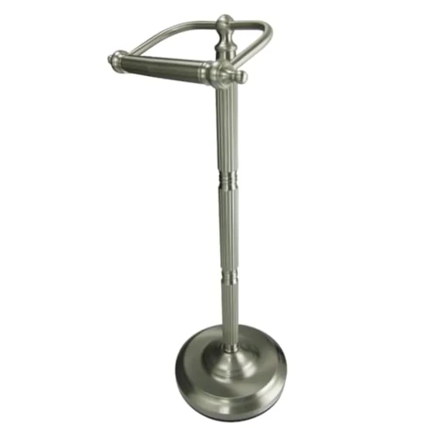 CC2108 Portarotolo per Carta Igienica Autoportante in Stile Georgiano, Finitura Nichel Spazzolato, Accessorio per Bagno Moderno con Metallo Elegante