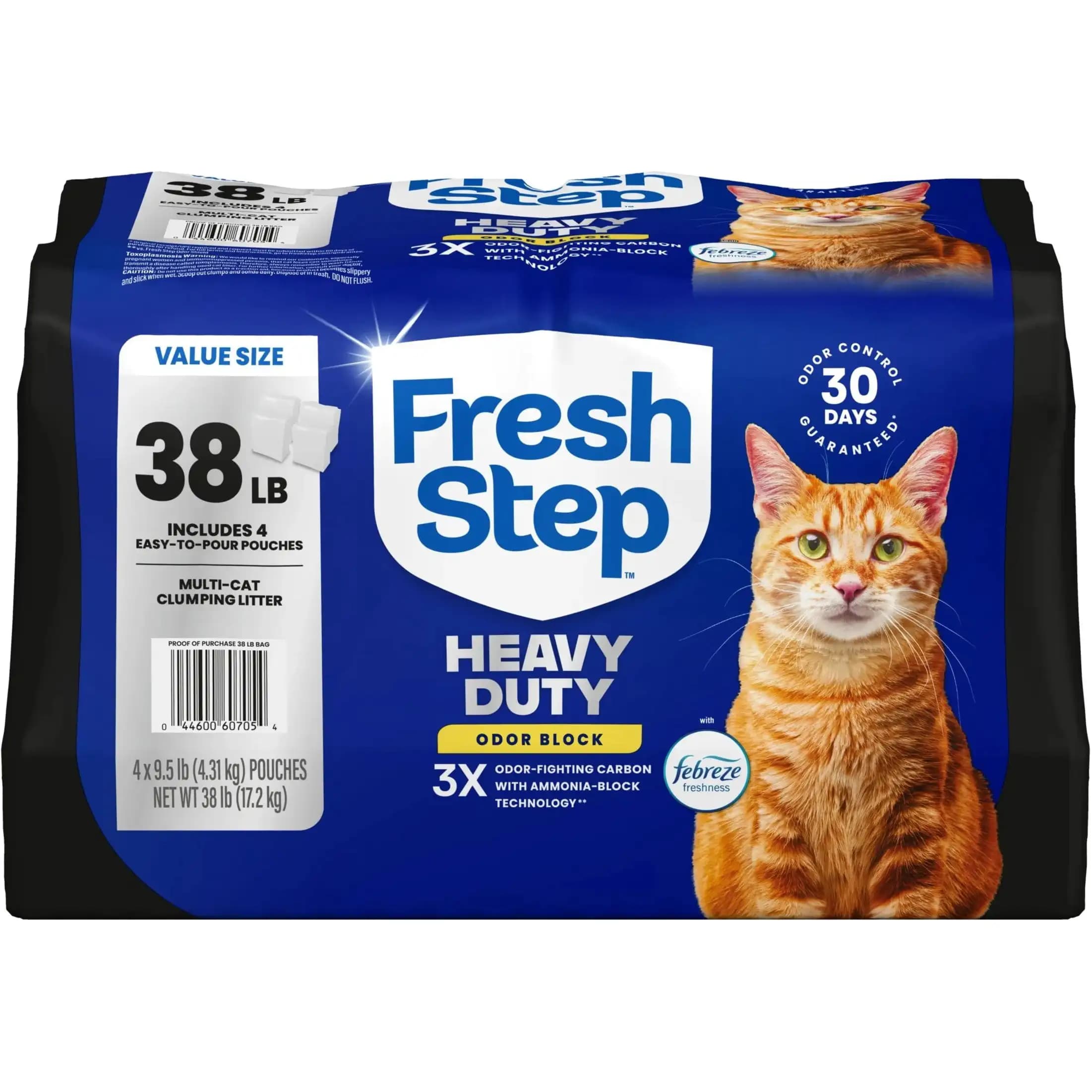 Heavy Duty Odor Block Multi Cat Clumping Litter Freshness 38 lb Easy Pour Pouches 4 Pack