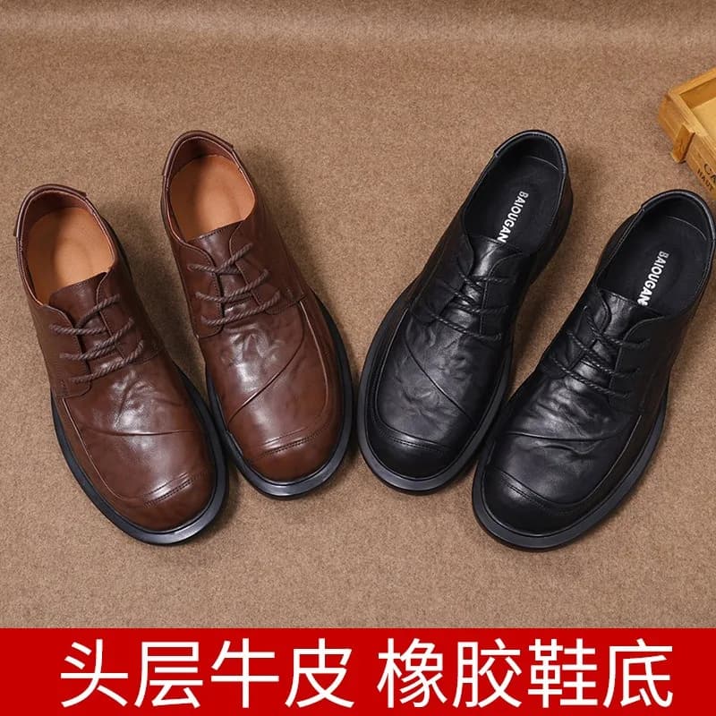 High quality cowhide men's leather shoes breathable soft sole wear-resistant dress shoes men British business casual men's shoes