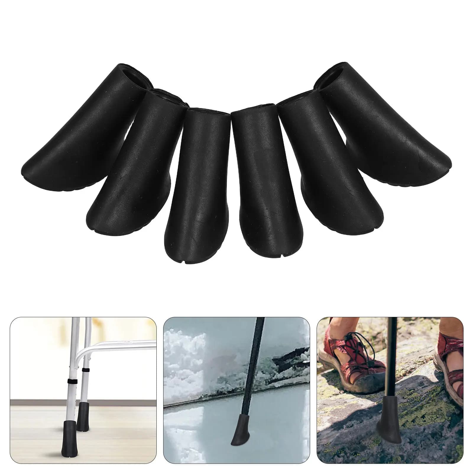 6 Pieces Universal Tips for Trekking Sticks, Improved Anti-slip Handle, Stable Traction for Open Adventures