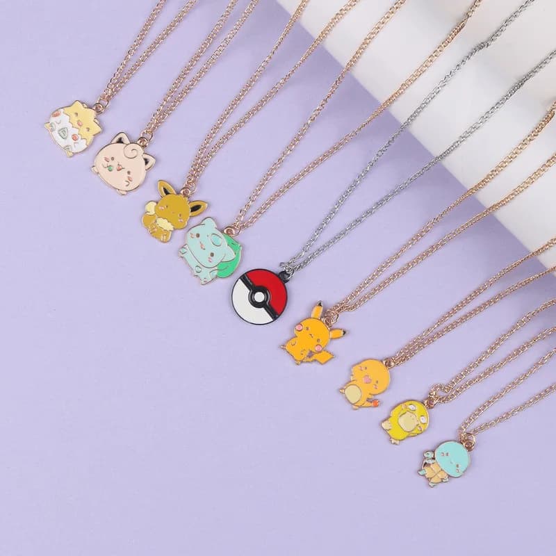 Pikachu Metal alloy Necklace mini anime cartoon style Charmander Alloy sweater necklace cute Bulbasaur accessories fans gifts