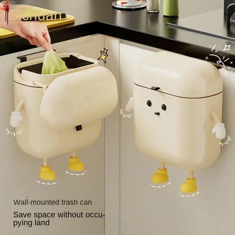 cestino della spazzatura da cucina per uso domestico, coperchio sospeso, bagno, carino cesto di carta per riporre la toilette di alto aspetto