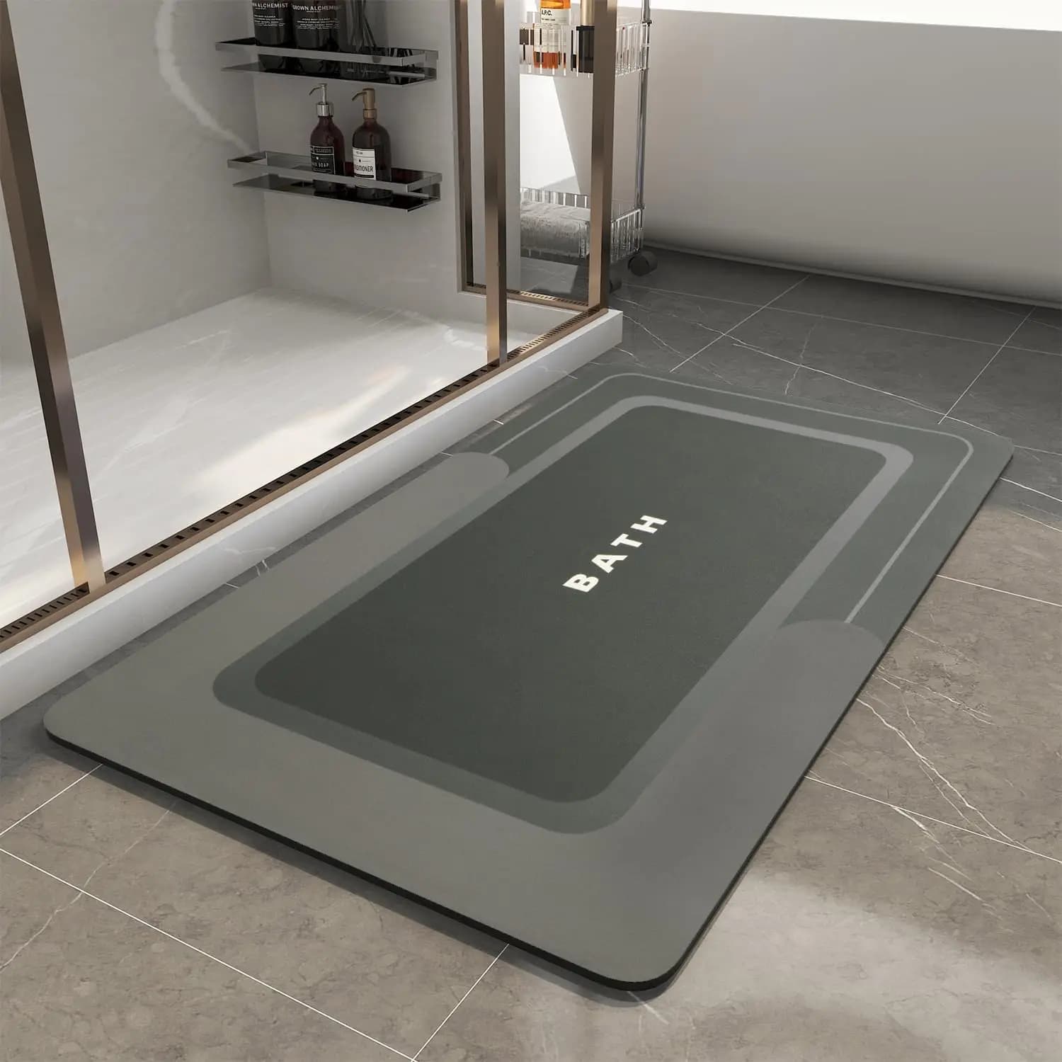 Tappetino da Bagno Antiscivolo Super Assorbente ad Asciugatura Rapida, Resistente alle Macchie, Facile da Pulire, Grigio Scuro 24x35 Pollici