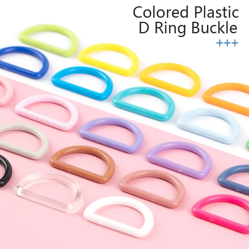 50 Pezzi Fibbie in Plastica 10-38mm, Connettori ad Anello a D per Cinghie Borsa, Ganci Regolabili per Cinghie, Anelli Portachiavi, Accessori per Cucito