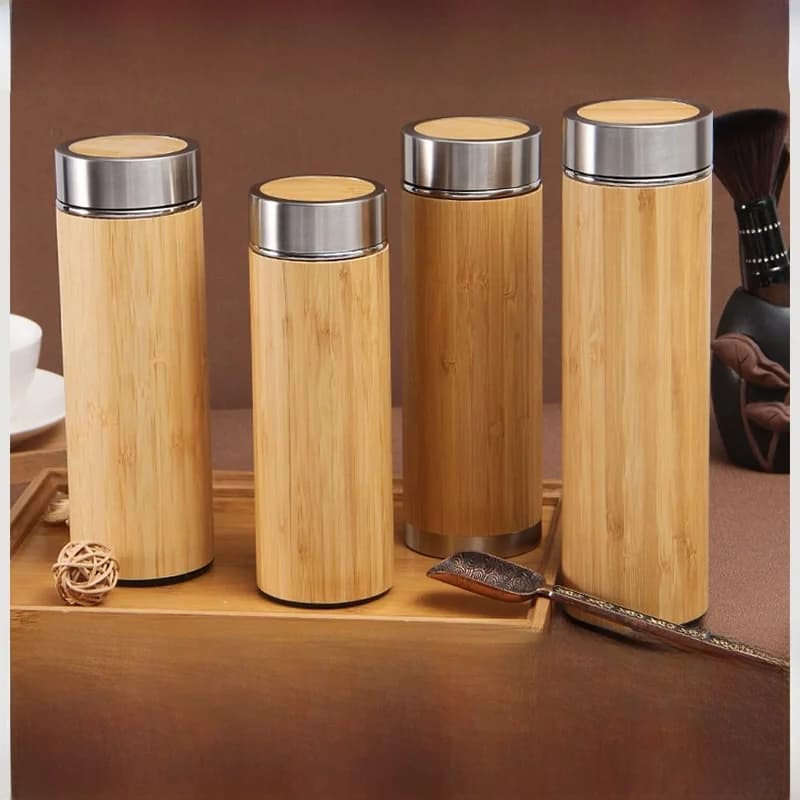 Large Capacity Stainless Steel Bamboo Tea Water Cup High Aesthetic Value Insulated Mug Durable Beverage Container