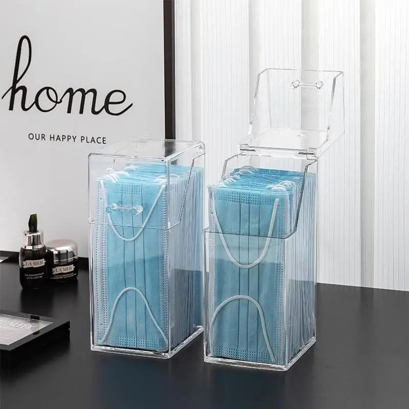 1 Transparent Mask Storage Box With Lid, Dust-proof Mask Box, Makeup Brush Storage Box