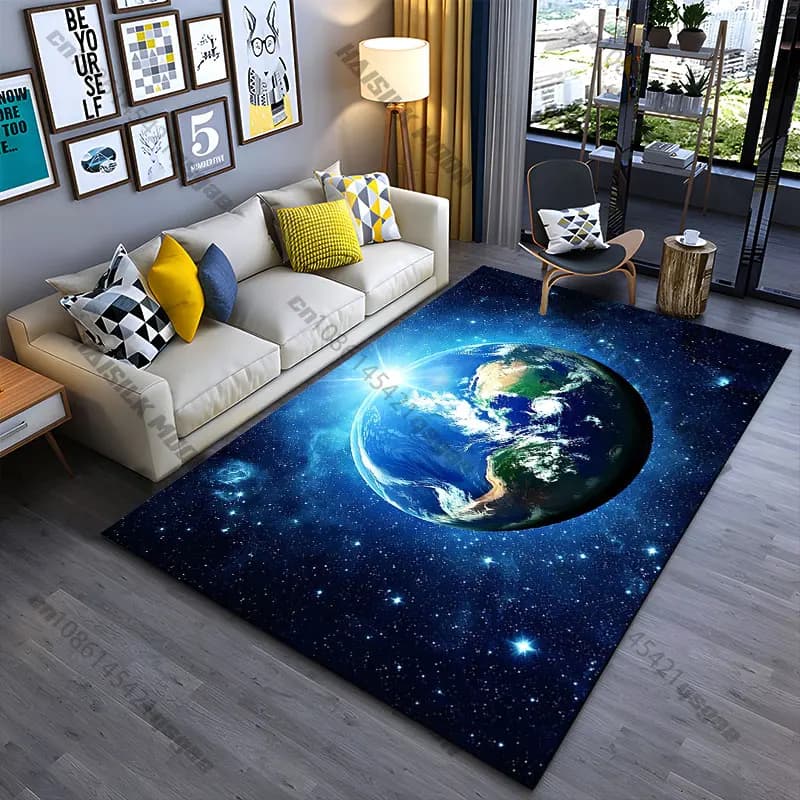 Tappeto Yoga con immagine della Terra nel vasto spazio cosmonico, decorazione per soggiorno, tappetino per bambini, zerbino, tappeto per giochi