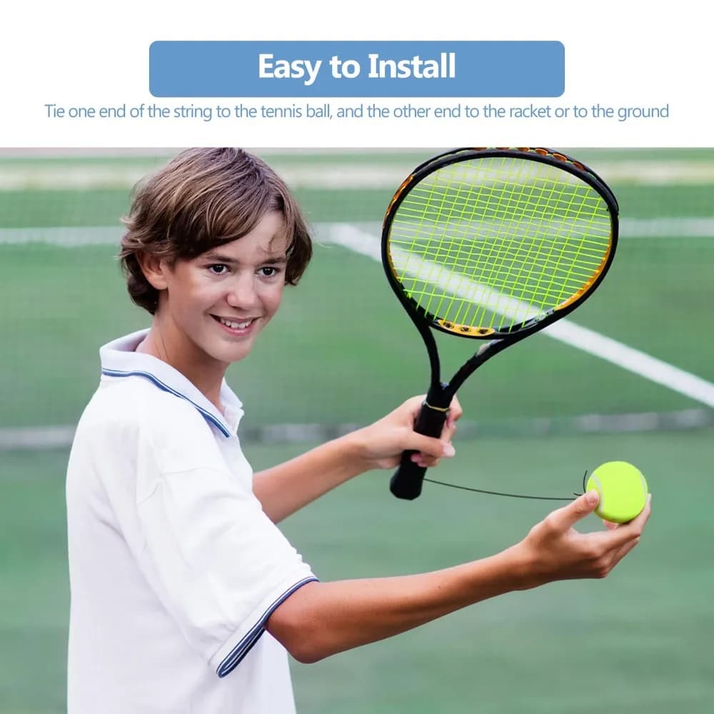 Palla da Tennis con Corda Elastica per Allenamento, Palla da Tennis Gialla per Pratica Individuale con Cordino Regolabile