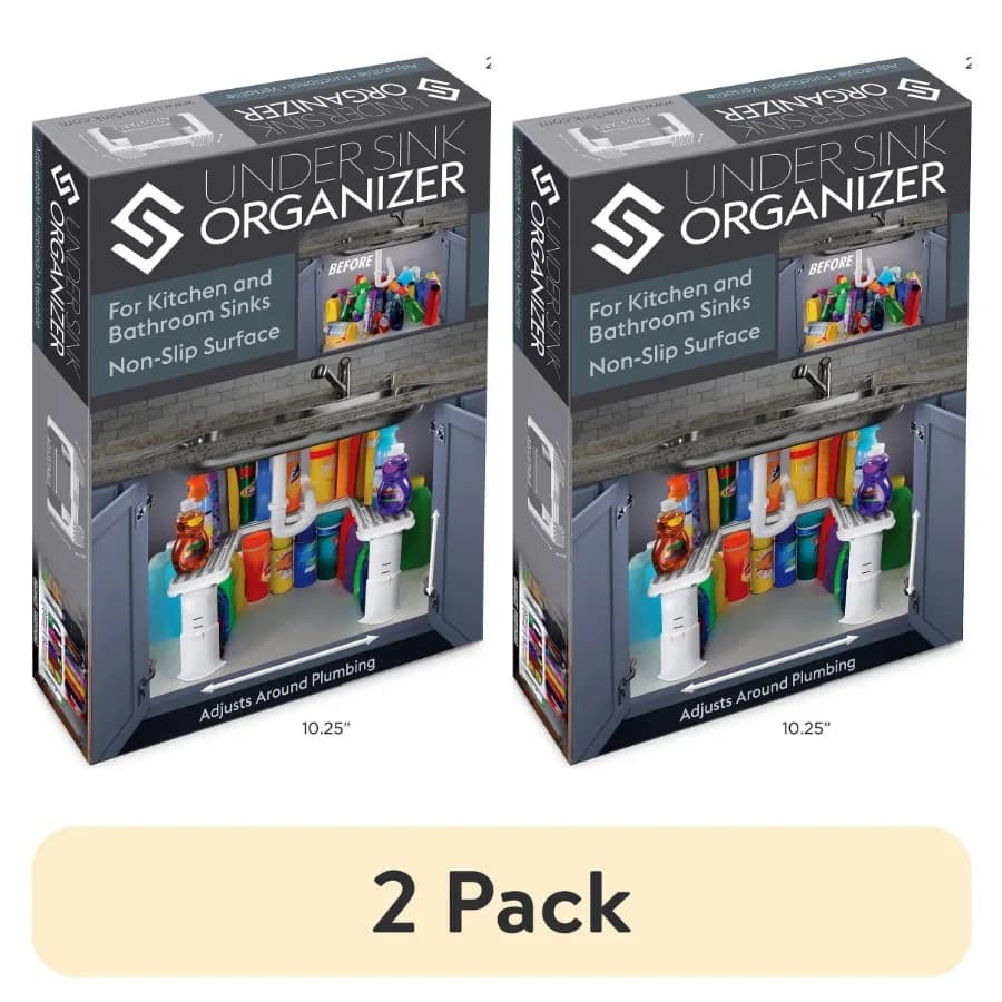 2 pack Spicy Shelf - Under Sink Storage Organizer Made for Kitchen Organization and Accessibility