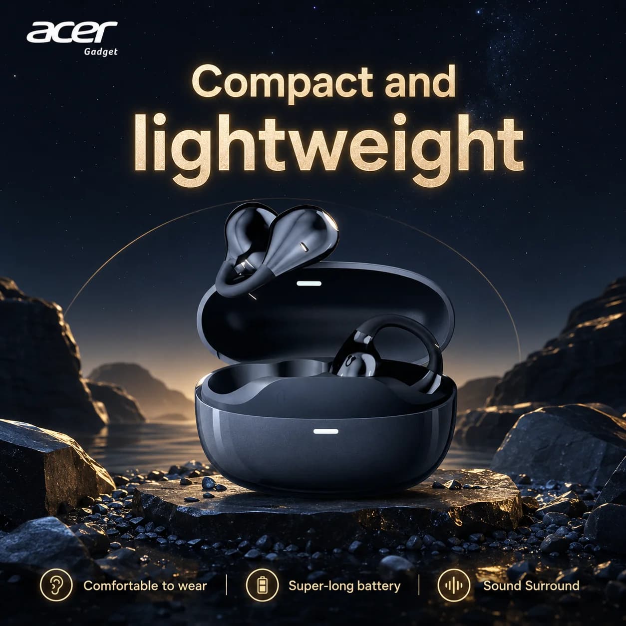 Acer OHR629 TWS Gaming Earphones Bluetooth5.3 Low Latency ENC Mic 5.6H Long Standby Wireless Headset