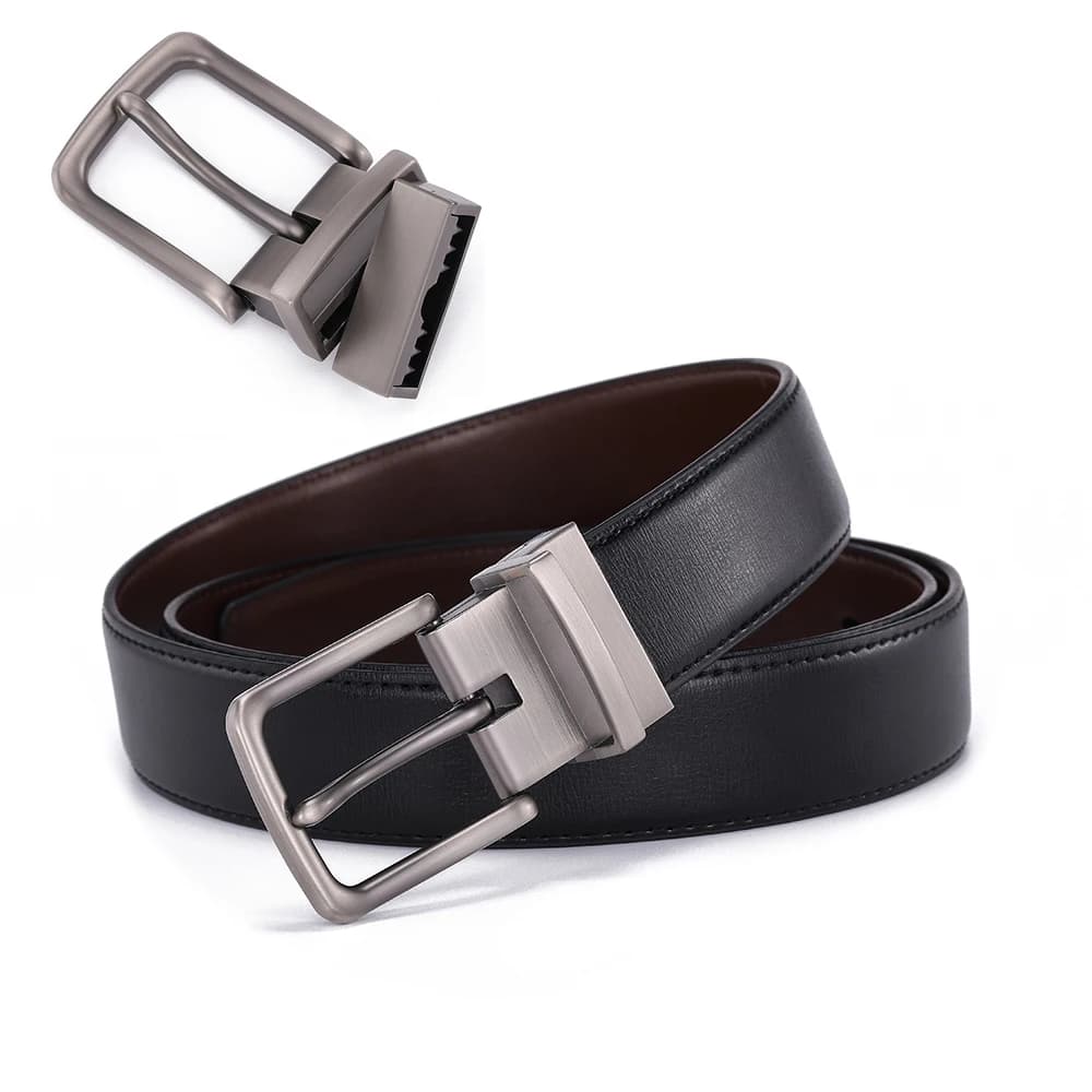3.1 cm Width Belts for Man Men's Versatile Leather Belt with Pin Buckle Fashion Accessory in Black And Brown Dual-Sided Design