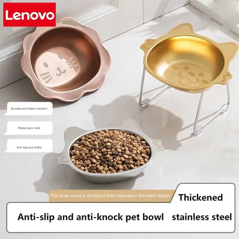 Lenovo 304 Stainless Steel Dog Bowl Cat Bowl Sleek PetBowl Drop-resistant Durable Pet Drinking Bowl and Eating Bowl Pet Supplies