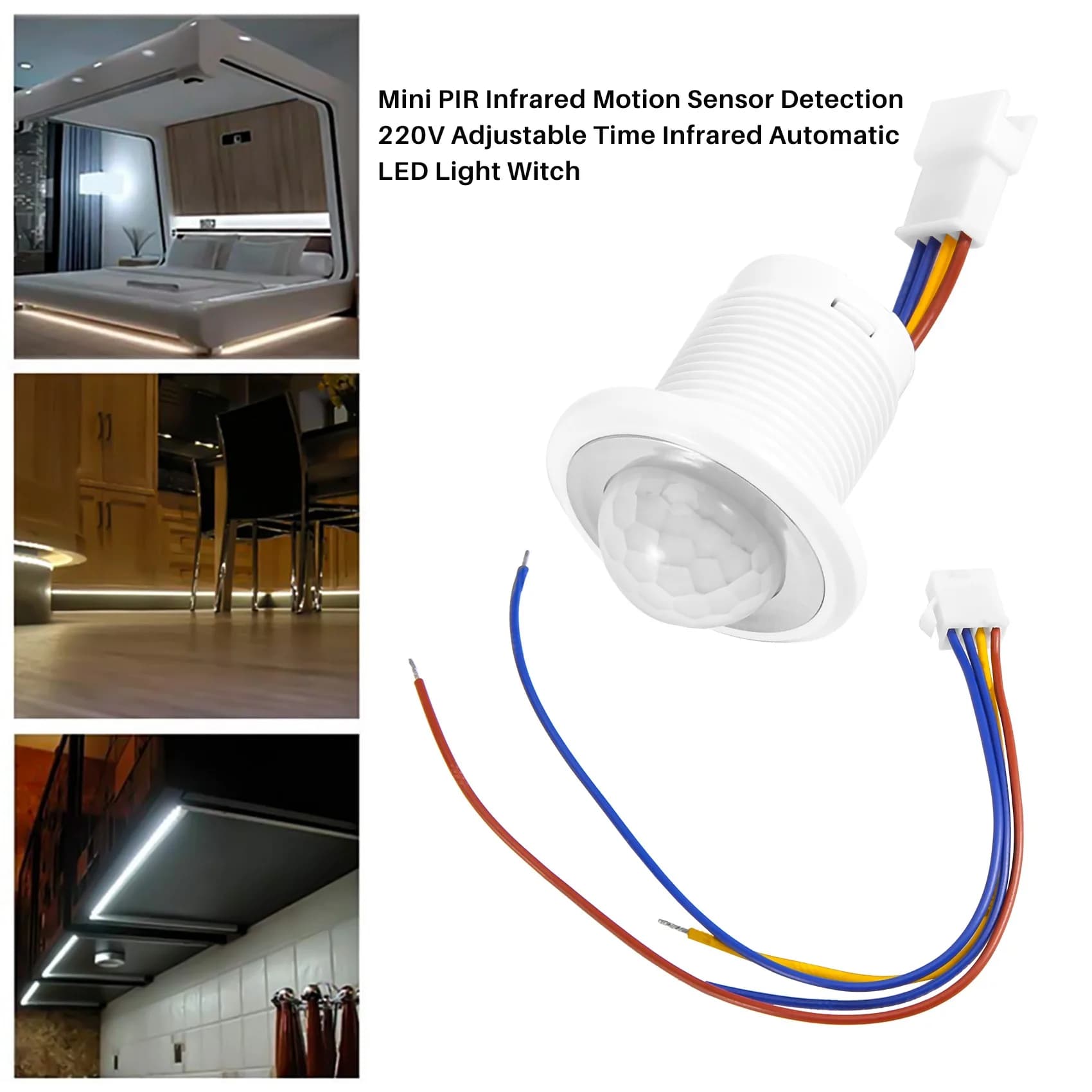 A49T Mini PIR Infrared Motion Sensor Detection 220V Adjustable Time Infrared Automatic LED Light Witch