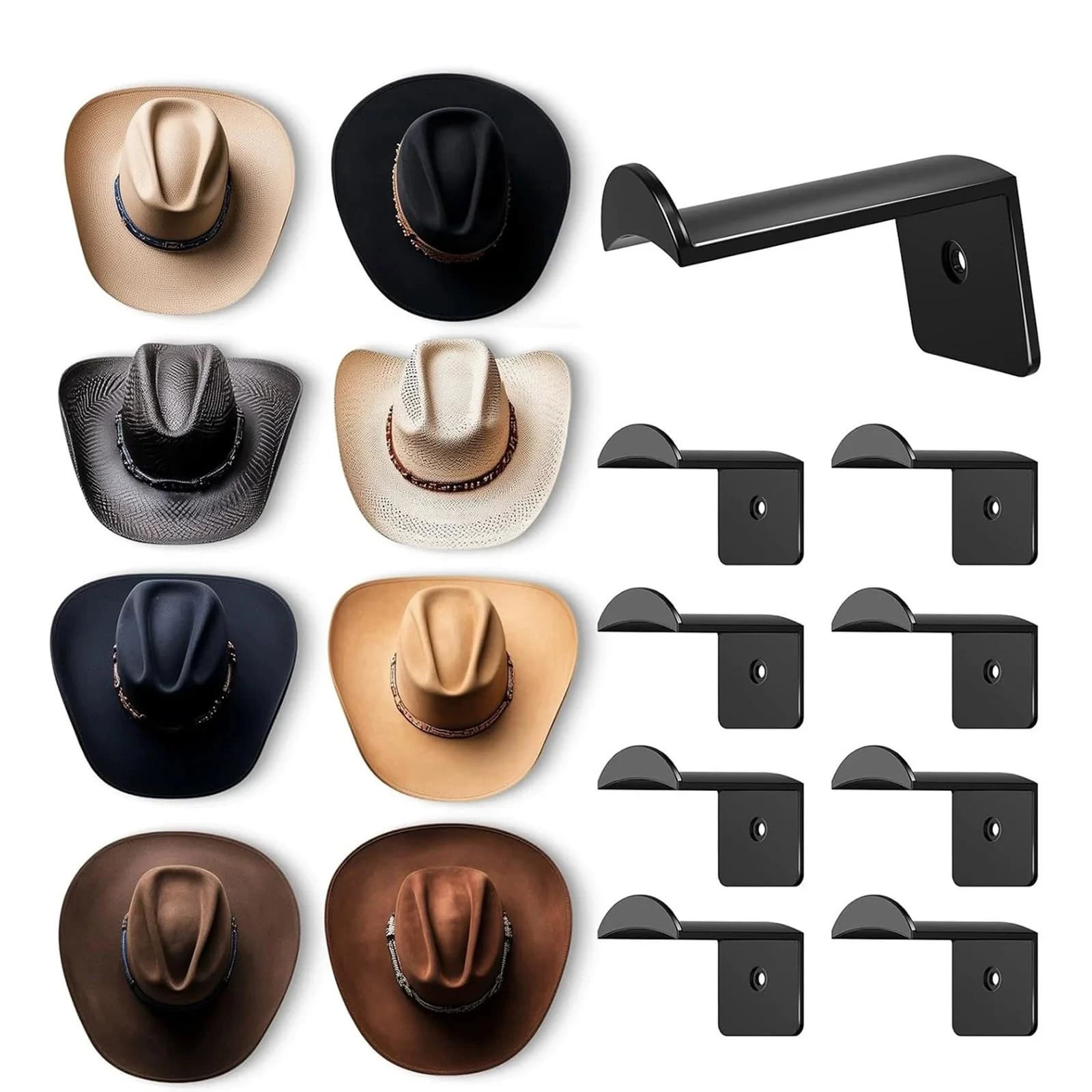 8 Pack Metal Hat Hooks Wall Mounted Hook Cap Holder Multipropose Storage Organizer Rack Home Room Storage Tools