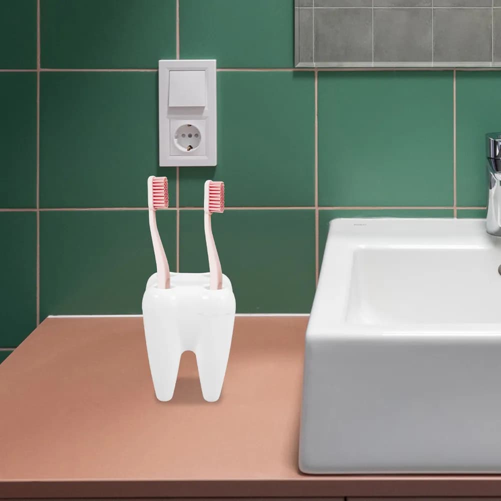 Portaspazzolino Creativo a Forma di Dente per Bagno, Doccia, Piano di Lavoro, Decorazione Divertente per Bambini e Adulti