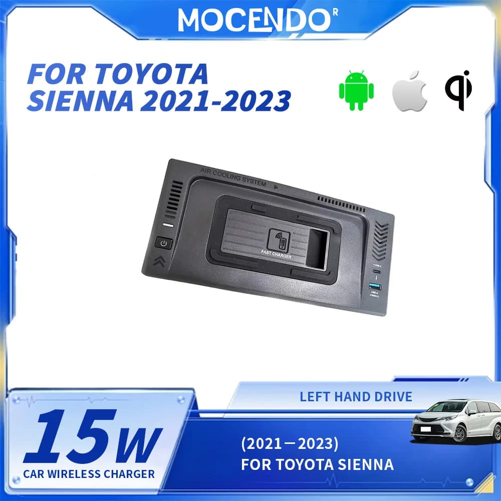 For Toyota Sienna 2022 2023 LHD Wireless Charger Car QI Holder Panel Fast Charging 15W Mobile Phone Charging Plate