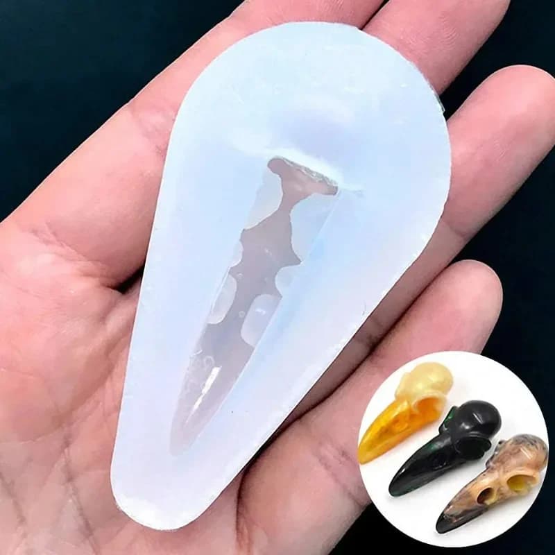 1 Confezione di Stampi in Silicone a Forma di Teschio di Corvo 3D, Stampo per Creazione di Gioielli a Tema Halloween, per Resina Epossidica e Arte del Fusione