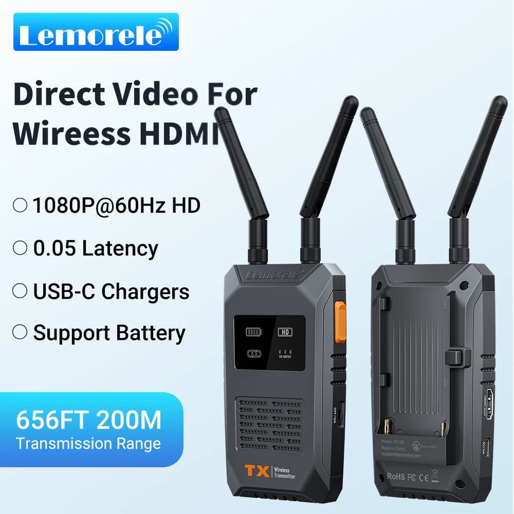 Lemorele 5G 1080P Wireless HDMI Transmitter & Receiver 200M Low Latency Video Transmitter for Laptop PC TV APP