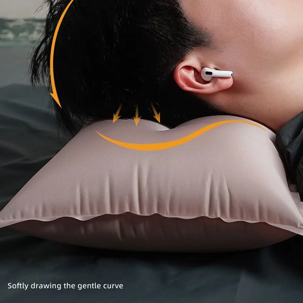 Cuscino da Viaggio Gonfiabile Automatico Stile Etnico, Cuscino Pieghevole da Campeggio, Leggero e Confortevole per Ufficio e Pisolini
