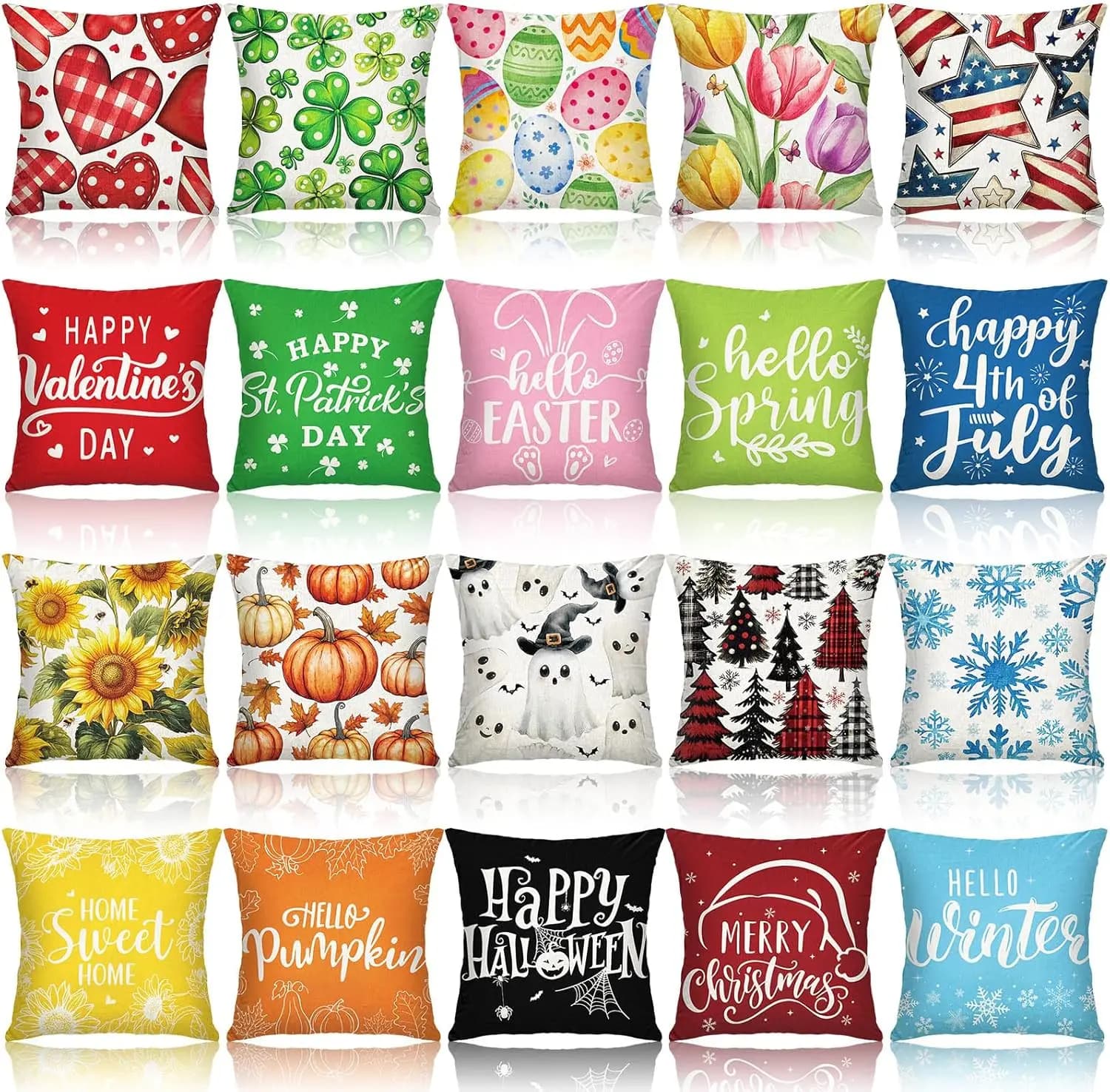 20 Pieces of Easter Covers 18x18, Spring and Summer Decorations for Rustic Style Sofa Bearings