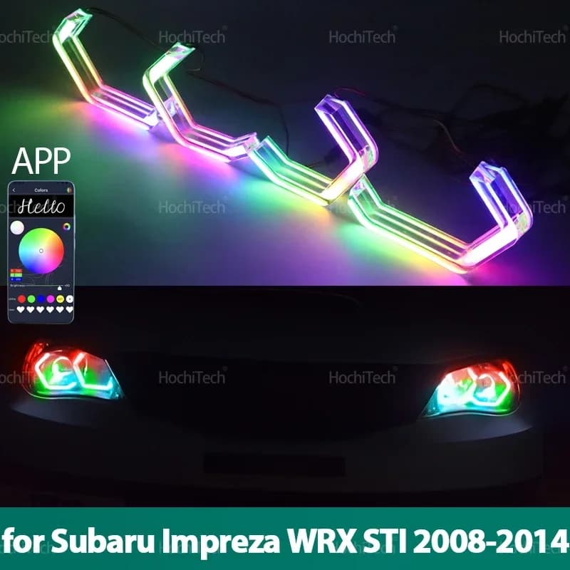Per Subaru Impreza WRX STI 2008-2014 Giocabile Multi Colori M4 stile Luce LED Angel Eyes Anelli Kit con indicatore di direzione di controllo APP