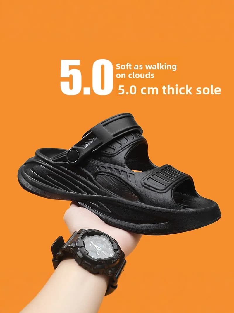 Men's Summer Sandals Outdoor Casual Sports Thick Bottom Driving Dual Purpose Soft Bottom Beach Shoes Easy to Wear EVA Material