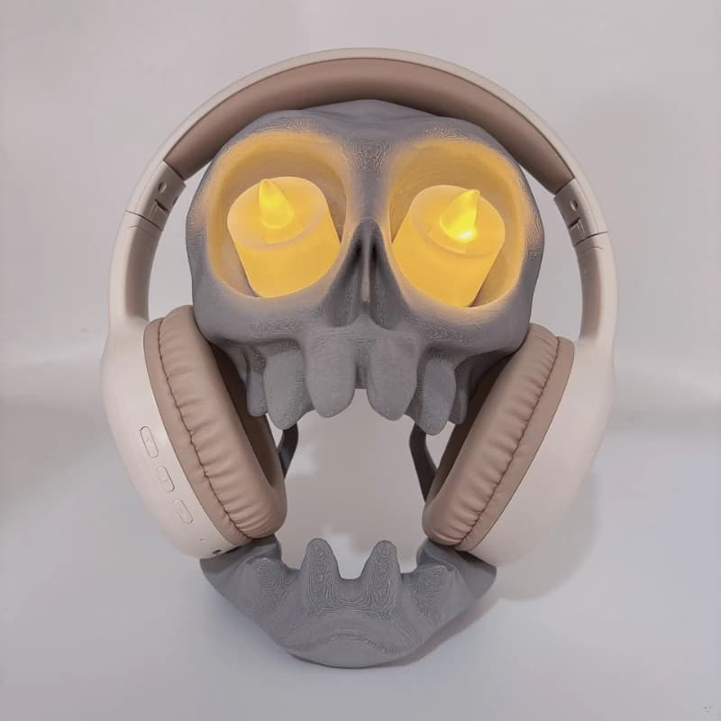 3D Printed Gaming Headphone Holder, Teschio Shaped Play Desk Organizer, Ps5/Ps4, compatible with Ps5/Ps4 game controller support, made of plastic, ideal for players and technical enthusiasts, controller and headphone support, space saving, laptop, suitable for living room, dorm, games room, best gift for son, boyfriend, boyfriend