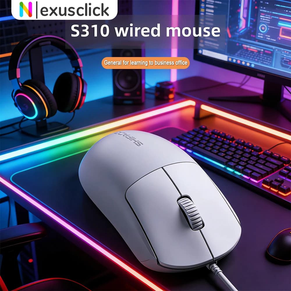 Nuovo Mouse da Gaming USB Cablato S310 1600DPI Ottico Ergonomico per E-sports e Ufficio, Compatibile con Laptop PC Xiaomi HUAWEI Samsung Pad