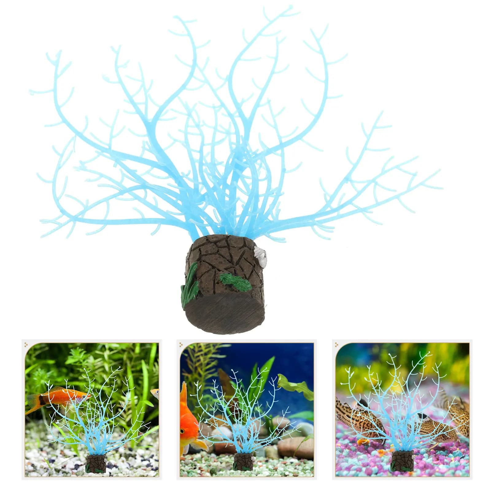 Glowing Fake Coral Decor Aquarium Artificial Coral Reef Decoration Fish Tank Glow Plants Natural Look Underwater Landscape