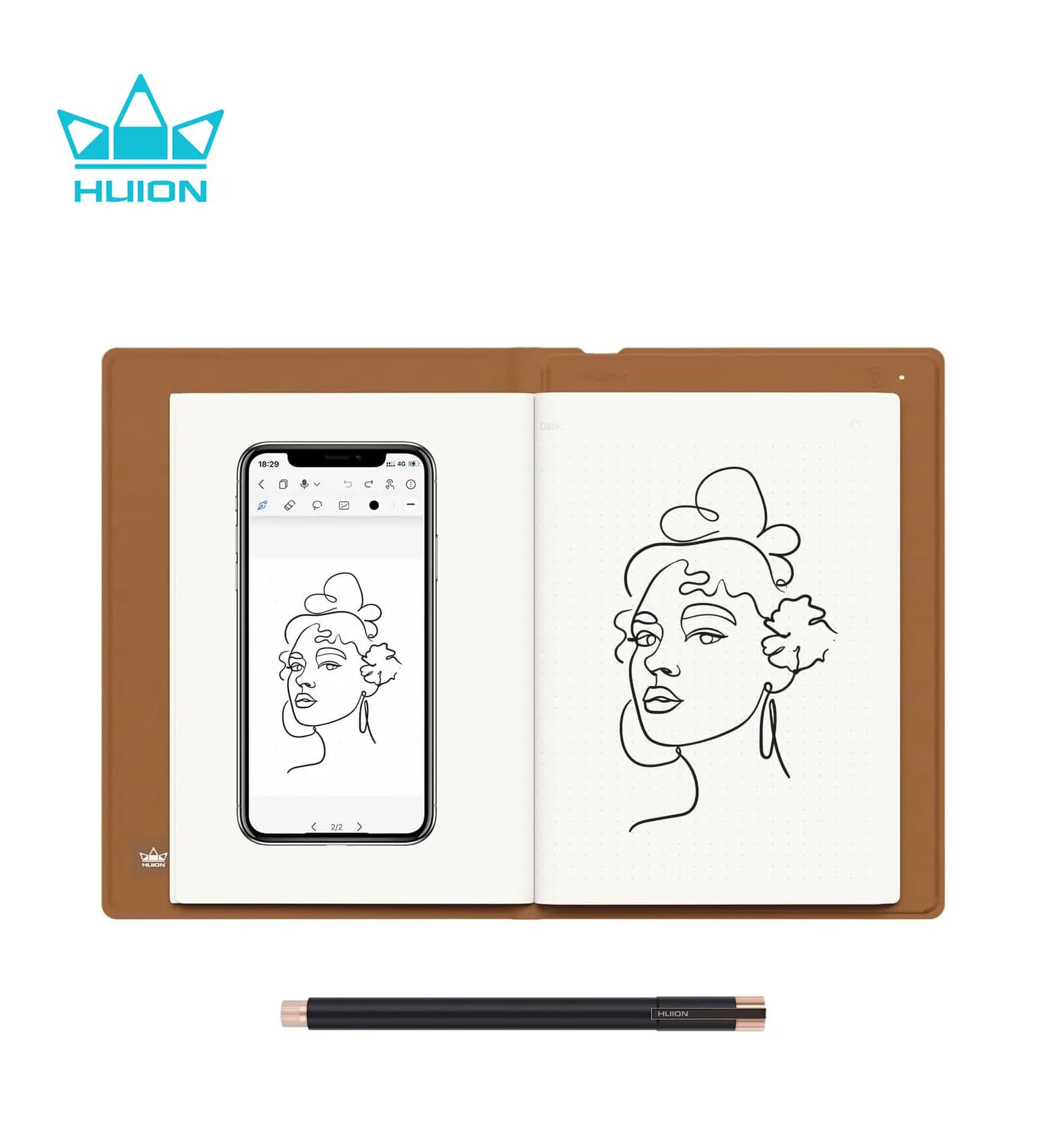 Tavoletta da disegno per notebook digitale 2 in 1 HUION Note con penna senza batteria, blocco elettronico per tavoletta di carta wireless Bluetooth