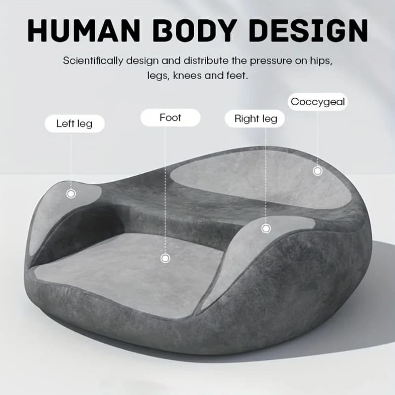 for Yoga, Sitting & Reading | Hip, Knee & Leg Memory Foam Meditation Cushion with Ergonomic Support | Gray Washable Zafu Pillow