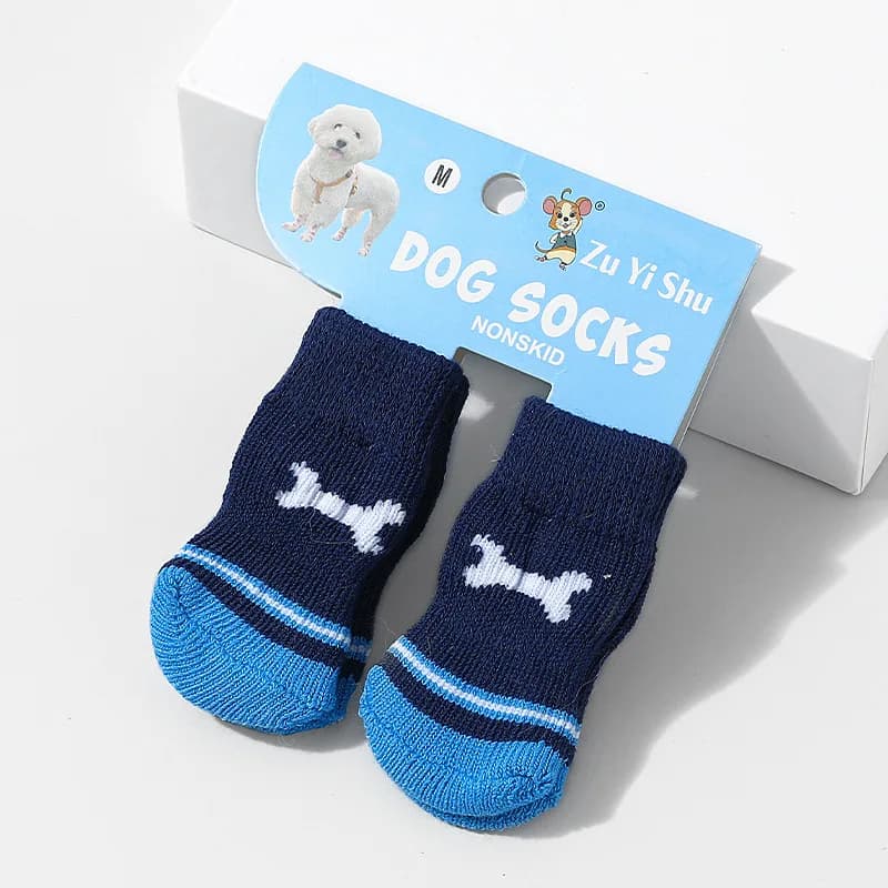 4 Pcs Cats & Dogs Anti-slip Socks Winter And Autumn Warm Socks Anti-slip Traction Protecting Oaws From Wear Tear Licking.