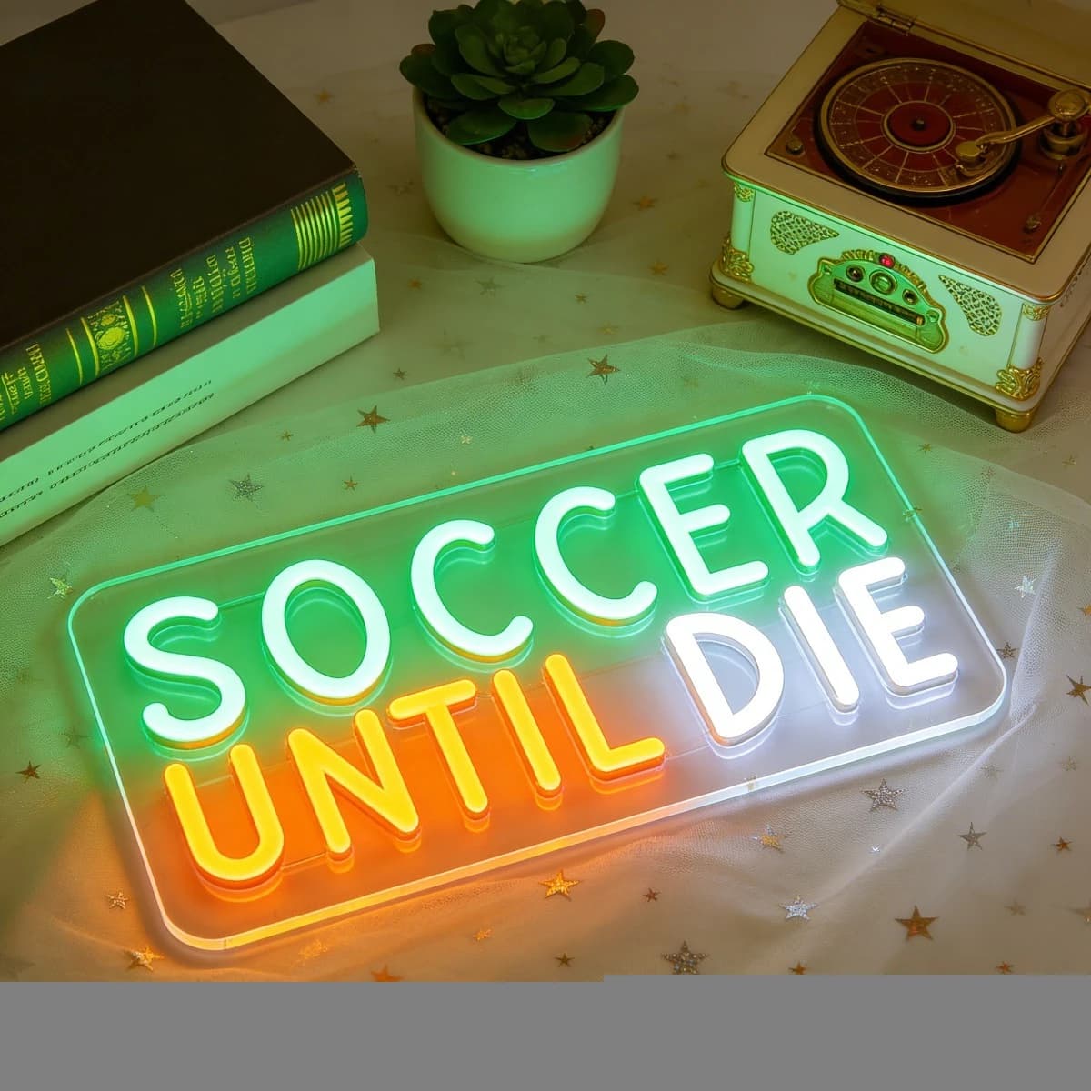 Insegna al Neon LED USB Dimmerabile Colorata 'Calcio Fino alla Morte' per Fan Cave, Man Cave, Camera da Letto, Bar Sportivi, Club, Decorazione Murale, Regalo