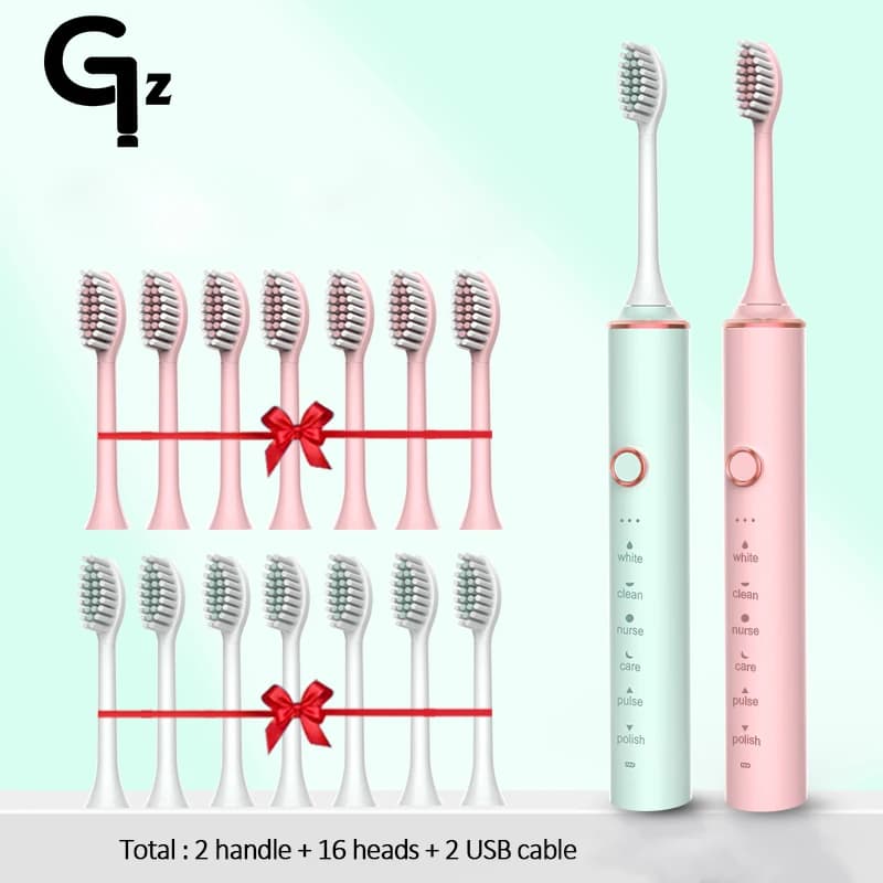 GeZhou Sonic Electric Toothbrush USB charger Waterproof rechargeable electronic brushes Spare heads for adults and children