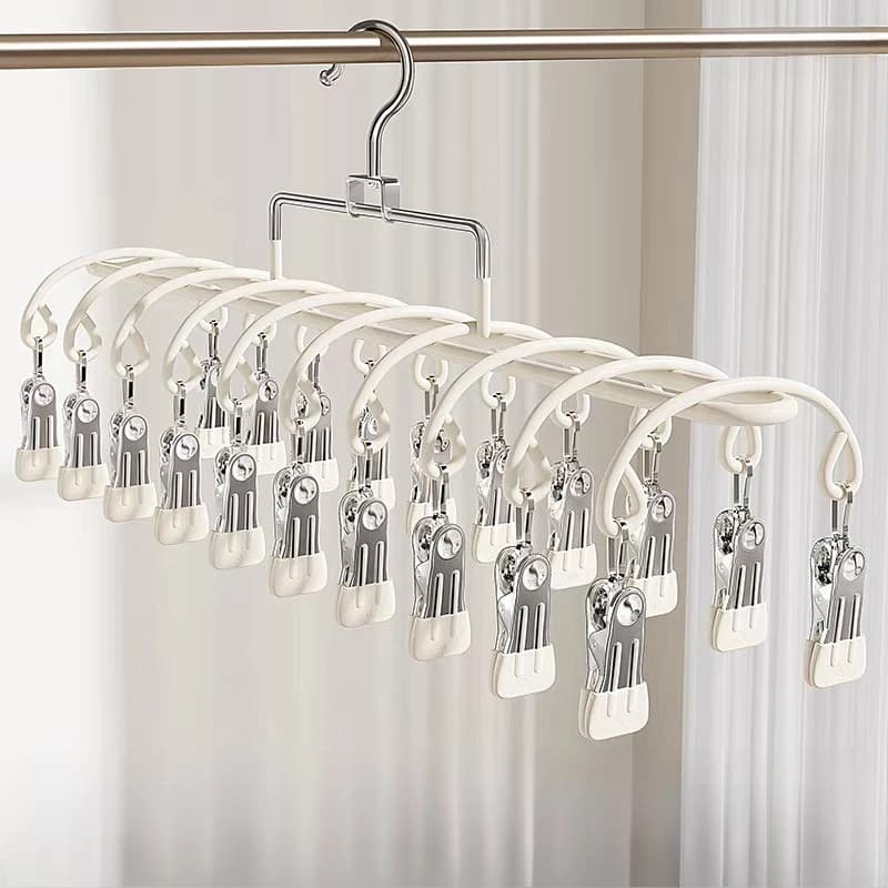 Multi-Clip Socket Robusto for Socks and Underwear, Stainless Steel Multi-function Stendle for Scarves