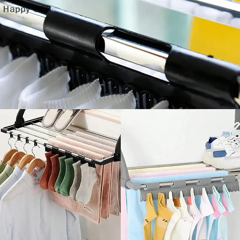 Organizer per calzini con asta sospesa in 2 pezzi, ideale per asciugare calzini, asciugamani, biancheria intima e altri piccoli indumenti