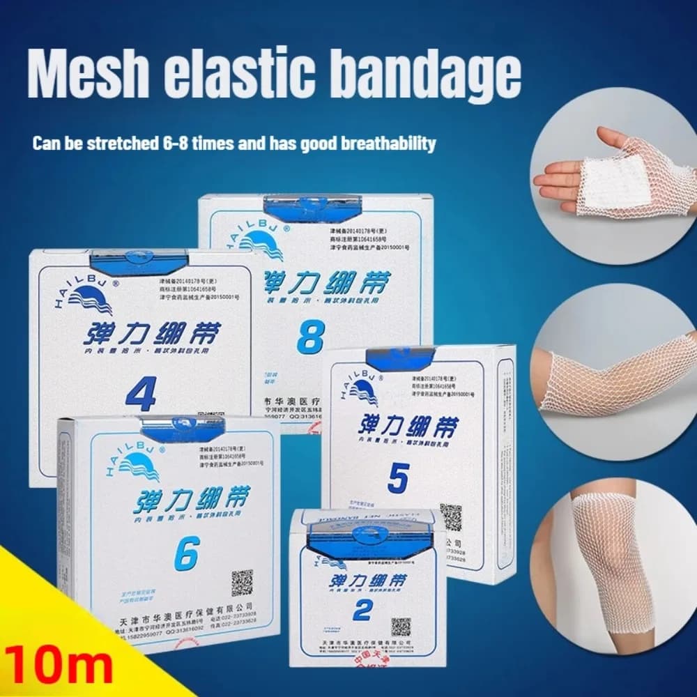 Rotolo di rete per benda tubolare elastica traspirante da 10 m per supporto per polso, ginocchio, caviglia, garza medica, medicazione elasticizzata per adulti