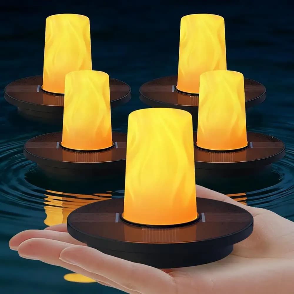Spedizione Gratuita Set di 5 Luci Galleggianti Solari, Luci per Piscina Lampeggianti IP66 Impermeabili, Illuminazione Notturna per Esterni