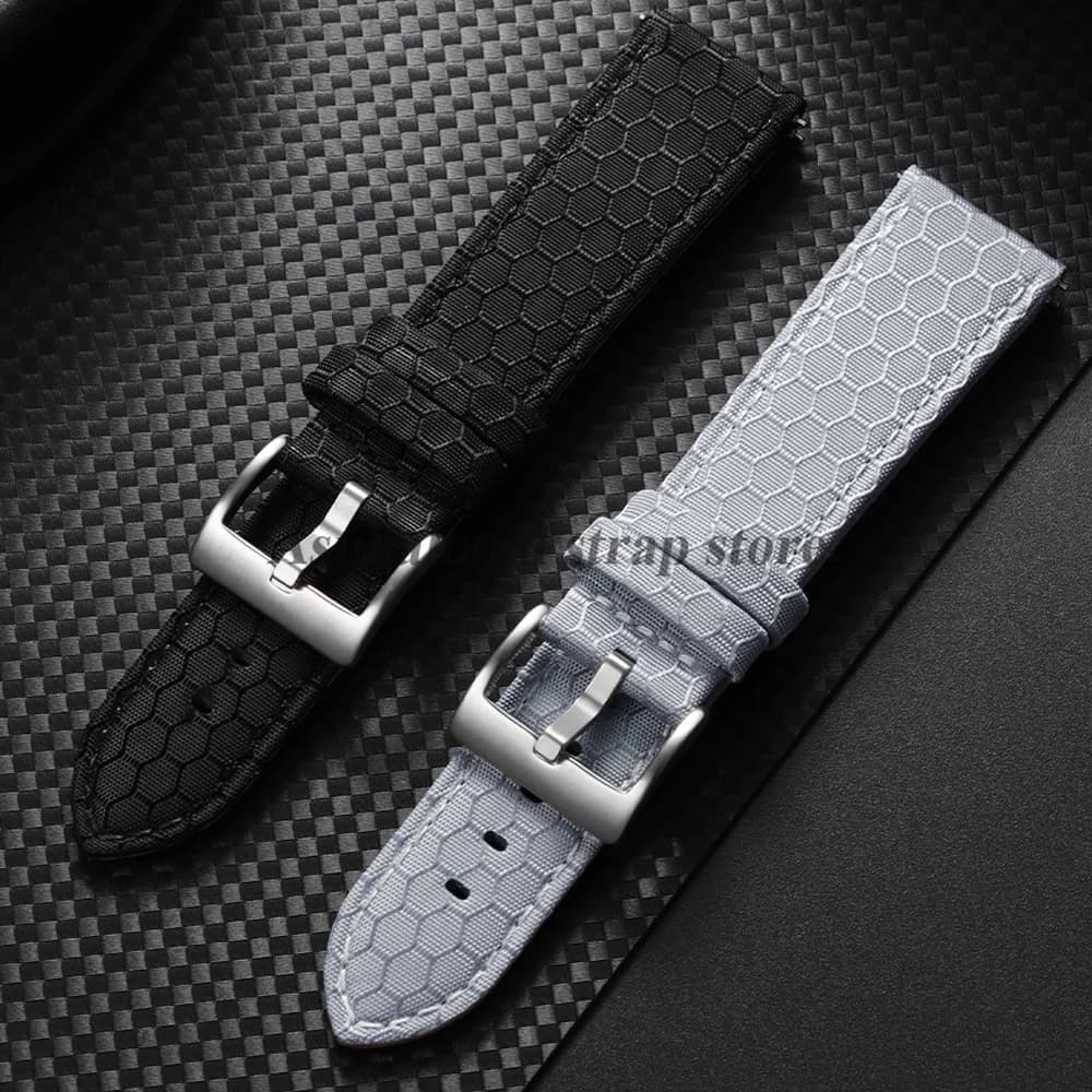 Cinturino per orologio in pelle di nylon per 20mm 22mm per Amazfit GTS per Huawei per Samsung Sostituzione a sgancio rapido con cinturino da uomo