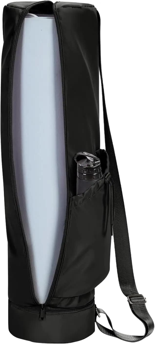 Borsa per Tappetino Yoga con Zip Integrale, Tasca Impermeabile, Portabottiglie con Coulisse e Tracolla Regolabile per un Facile Trasporto