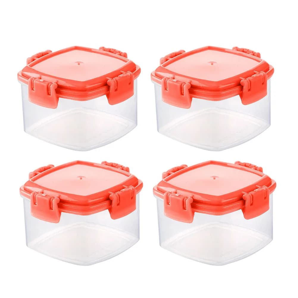 Set di 4 Contenitori per Alimenti in Plastica Trasparente da 55ml con Coperchi a Chiusura Ermetica per Conservazione Snack, Preparazione Pasti, Viaggi e Organizzazione Quotidiana degli Alimenti