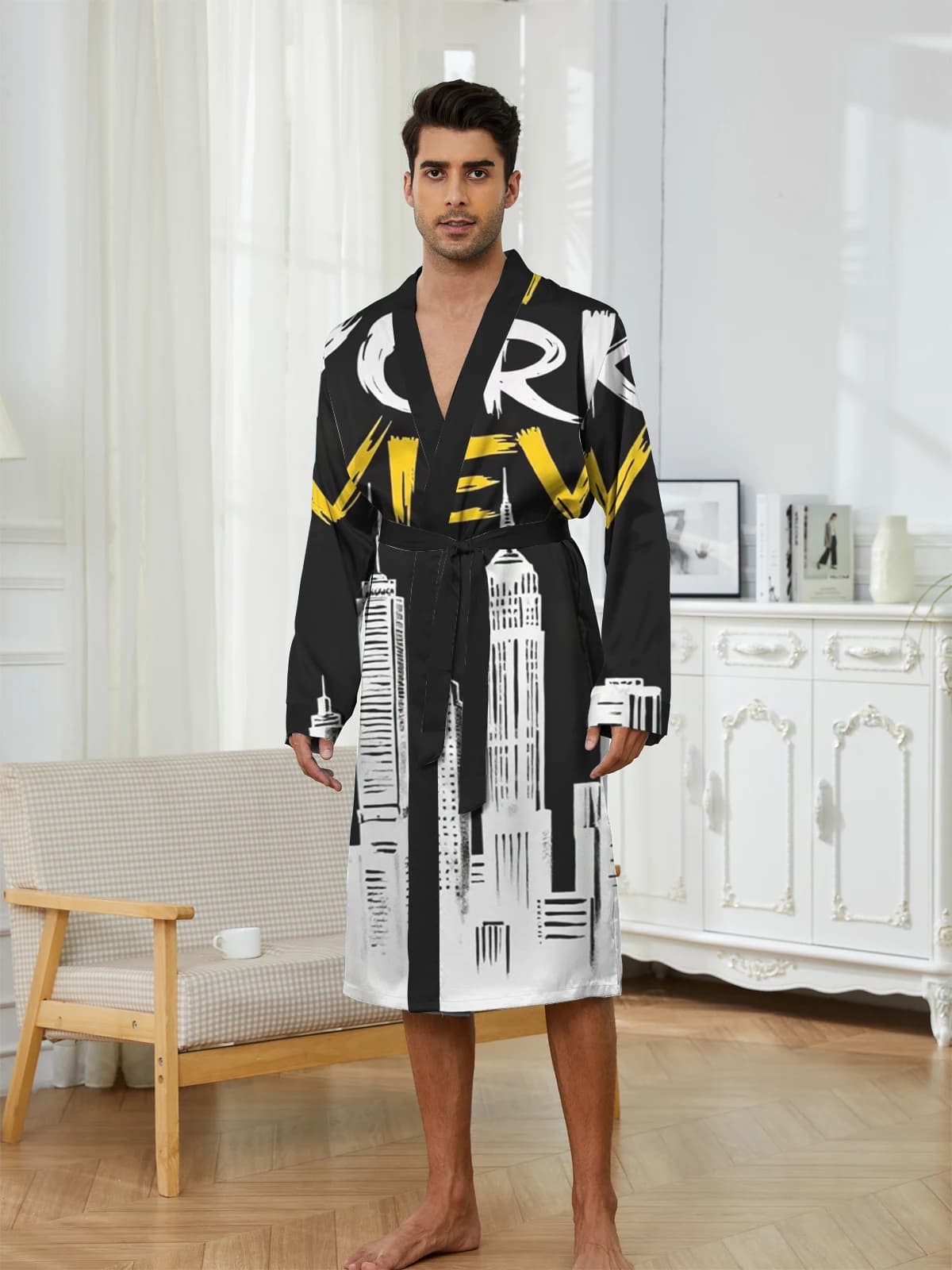 1pcs Men's Robes 2026 Spring/Summer robe bath robe dressing gown Robes Graphic Bathrobe men Breathable 3D Printed