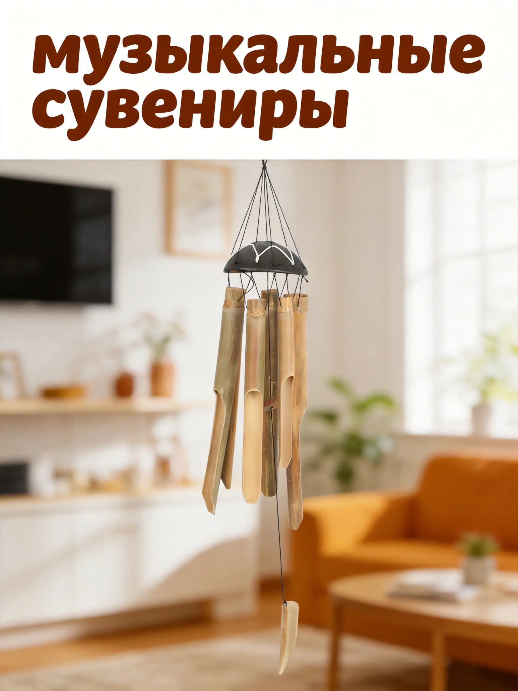 Large Bamboo Wind Chime Handcrafted Wood Serene Ambient Sound for Backyard Patio Yard Balcony Garden Decor Outdoor