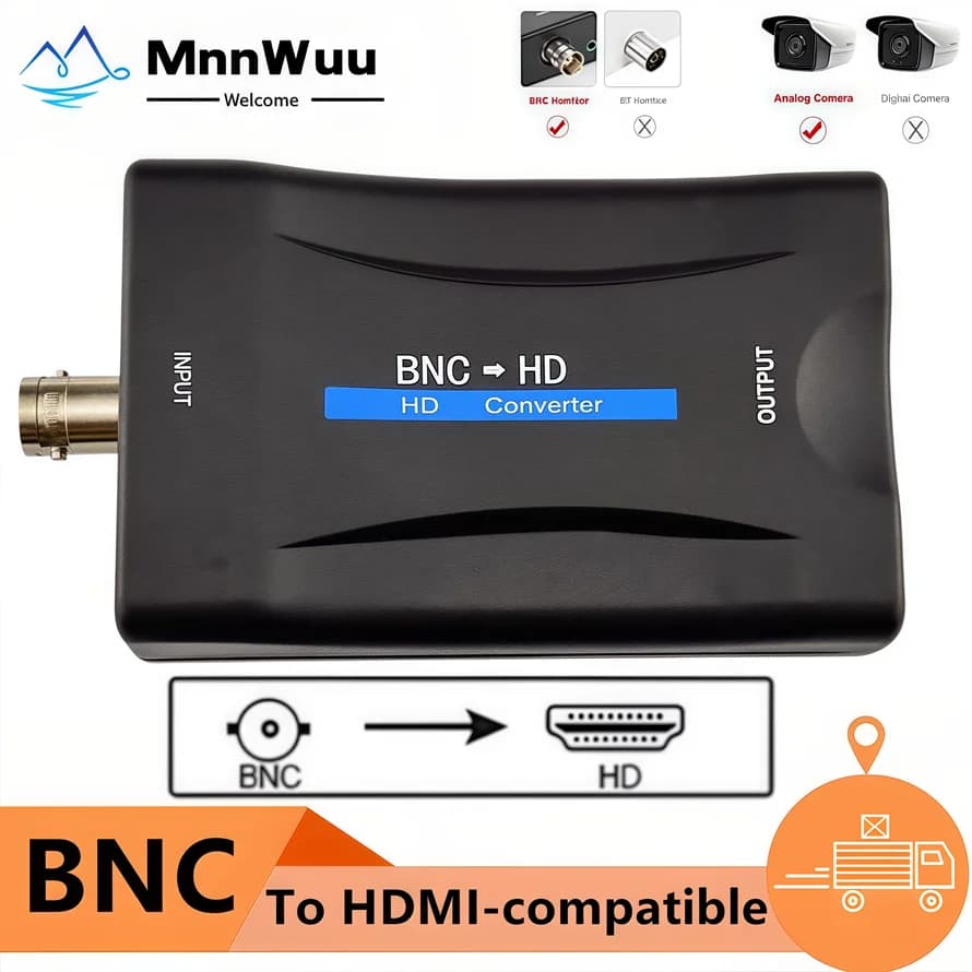 BNC to HDMI compatible Converter BNC to HDMI Composite Adapter from BNC to HDMI 1080P for CCTV Camera with HD monitor
