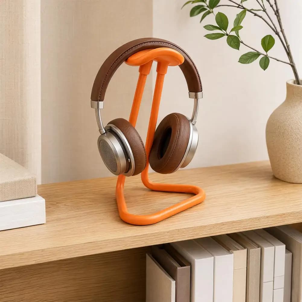 Simple Headset Holder with Triangular 3D Printed Headphone Stand Stable Base Headphone Rack for Gaming Desktopsand Study Desks