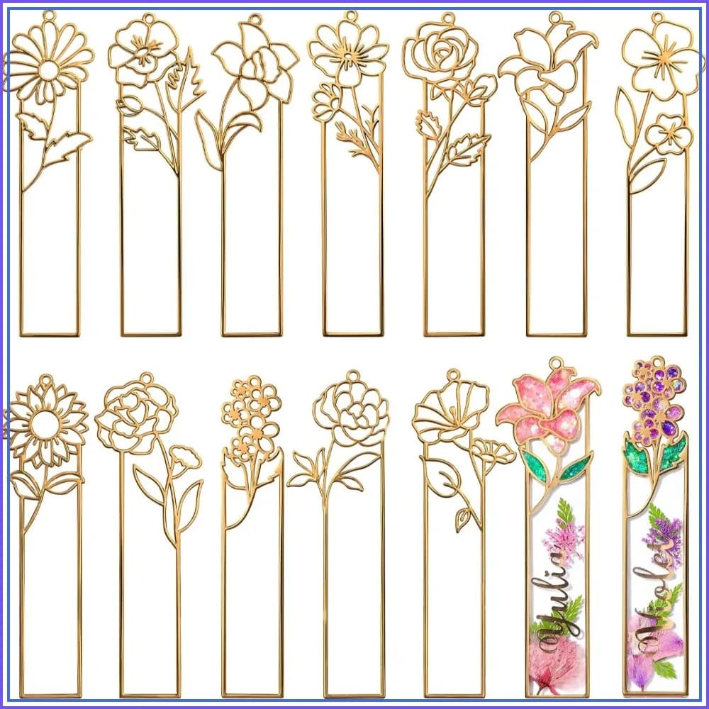 12pcs Metal Bookmark Bezels with Tassels, DIY Resin Molds for Bookmark Making, Craft Supplies for Wind Chime Accessories, Gifts for Book Lovers