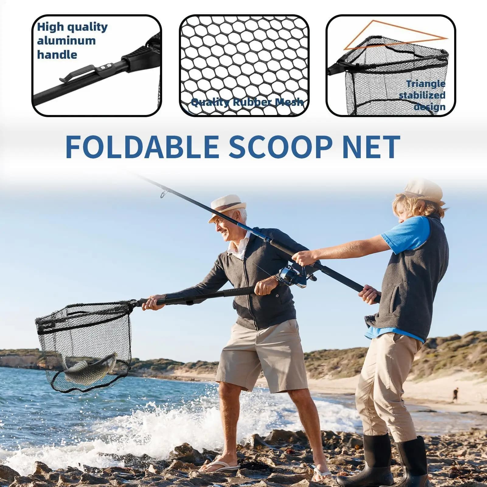 Rete da pesca Rete per pesce gatto con manico telescopico Strumenti trappola Catcher per spigola Granchio Esca Minnow Gamberetti Salmone Aragosta Trota Atterraggio